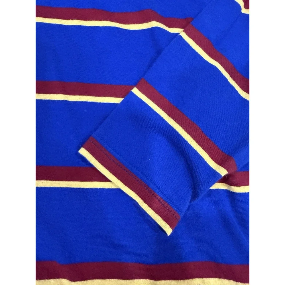 Polo Ralph Lauren Hoodie Long Sleeve Blue Red Yellow Stripe Hooded Tee Shirt Med